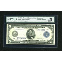 Fr. 860 $5 1914 Federal Reserve Note PMG Very