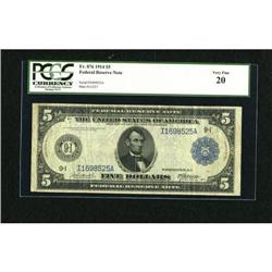 Fr. 876 $5 1914 Federal Reserve Note PCGS Very