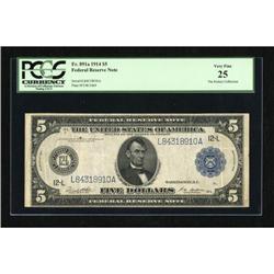 Fr. 891a $5 1914 Federal Reserve Note PCGS Very