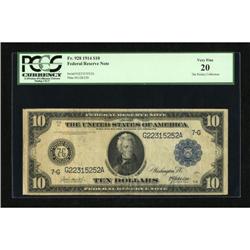 Fr. 928 $10 1914 Federal Reserve Note PCGS Very