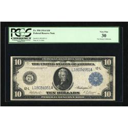 Fr. 950 $10 1914 Federal Reserve Note PCGS Very