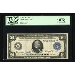 Fr. 967 $20 1914 Federal Reserve Note PCGS Very