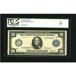 Fr. 996 $20 1914 Federal Reserve Note PCGS Fine