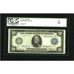 Fr. 996 $20 1914 Federal Reserve Note PCGS Fine
