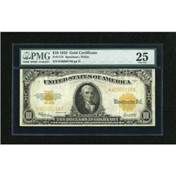 Fr. 1173 $10 1922 Gold Certificate PMG Very Fine