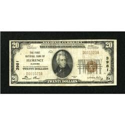 Florence, AL - $20 1929 Ty. 1 The First NB Ch. #