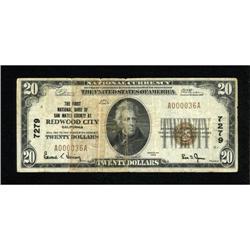 Redwood City, CA - $20 1929 Ty. 1 The First NB