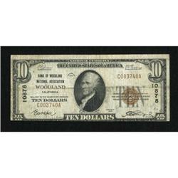 Woodland, CA - $10 1929 Ty. 1 Bank of Woodland