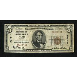 Paris, IL - $5 1929 Ty. 1 The First NB & TC Ch.