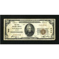 Waukegan, IL - $20 1929 Ty. 1 The First NB Ch. #
