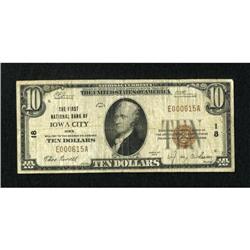 Iowa City, IA - $10 1929 Ty. 1 The First NB Ch.