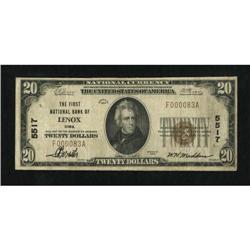 Lenox, IA - $20 1929 Ty. 1 The First NB Ch. #