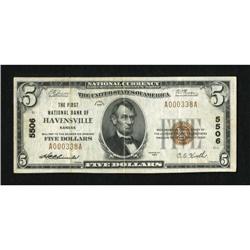 Havensville, KS - $5 1929 Ty. 1 The First NB Ch.