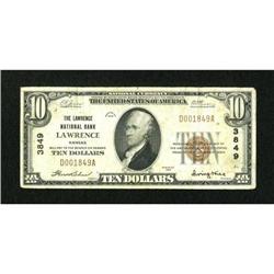 Lawrence, KS - $10 1929 Ty. 1 The Lawrence NB
