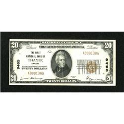 Thayer, KS - $20 1929 Ty. 1 The First NB Ch. #