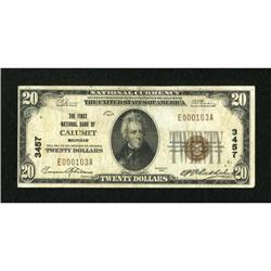 Calumet, MI - $20 1929 Ty. 1 The First NB Ch. #