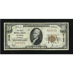 Genoa, NE - $10 1929 Ty. 1 The First NB Ch. #