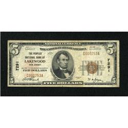 Lakewood, NJ - $5 1929 Ty. 1 The Peoples NB Ch.