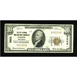Salem, NJ - $10 1929 Ty. 1 The City NB & TC Ch.