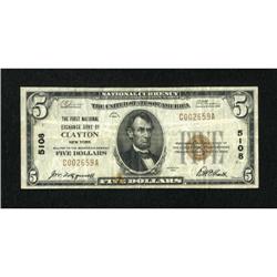 Clayton, NY - $5 1929 Ty. 1 The First National