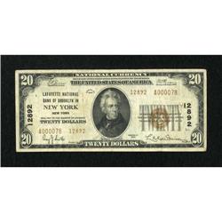 New York, NY - $20 1929 Ty. 2 Lafayette NB of