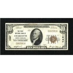 Charlotte, NC - $10 1929 Ty. 1 The First NB Ch.