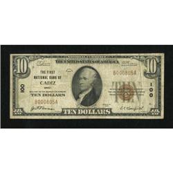Cadiz, OH - $10 1929 Ty. 1 The First NB Ch. #