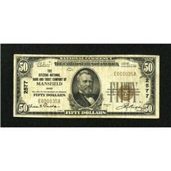 Mansfield, OH - $50 1929 Ty. 1 The Citizens NB &