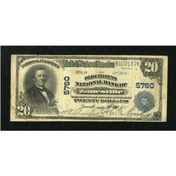 Zanesville, OH - $20 1902 Plain Back Fr. 659 The