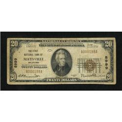 Maysville, OK - $20 1929 Ty. 1 The First NB Ch.