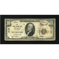 Prague, OK - $10 1929 Ty. 1 The Prague NB Ch. #