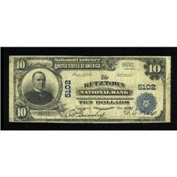 Kutztown, PA - $10 1902 Plain Back Fr. 632 The