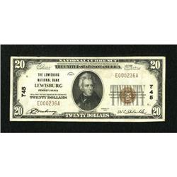 Lewisburg, PA - $20 1929 Ty. 1 The Lewisburg NB