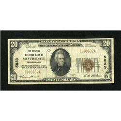 Meyersdale, PA - $20 1929 Ty. 1 The Citizens NB