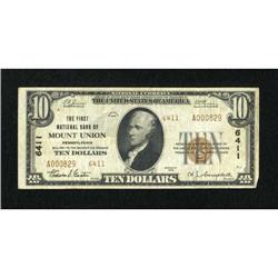 Mount Union, PA - $10 1929 Ty. 2 The First NB