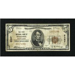 Oakdale, PA - $5 1929 Ty. 1 The First NB Ch. #