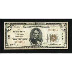 Oxford, PA - $5 1929 Ty. 1 The NB of Oxford Ch.