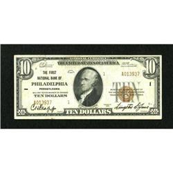 Philadelphia, PA - $10 1929 Ty. 2 The First NB