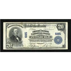 Pittsburgh, PA - $20 1902 Plain Back Fr. 650 The