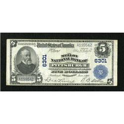 Pittsburgh, PA - $5 1902 Plain Back Fr. 598 The