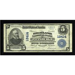 Pittsburgh, PA - $5 1902 Plain Back Fr. 609 The