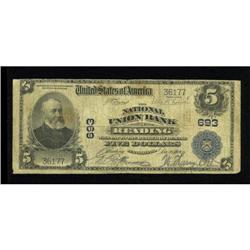 Reading, PA - $5 1902 Plain Back Fr. 598 The