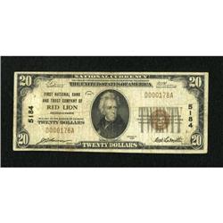 Red Lion, PA - $20 1929 Ty. 1 First NB & TC Ch.