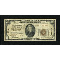 Spring City, PA - $20 1929 Ty. 2 The NB & TC Ch.