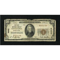 Stoystown, PA - $20 1929 Ty. 1 The First NB Ch.