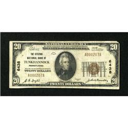 Tunkhannock, PA - $20 1929 Ty. 1 The Citizens NB