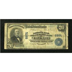 Columbia, SC - $20 1902 Plain Back Fr. 650 The
