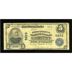 Dyersburg, TN - $5 1902 Plain Back Fr. 607 The