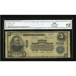 Franklin, TX - $5 1902 Plain Back Fr. 599 The