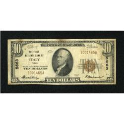 Italy, TX - $10 1929 Ty. 1 The First NB Ch. #